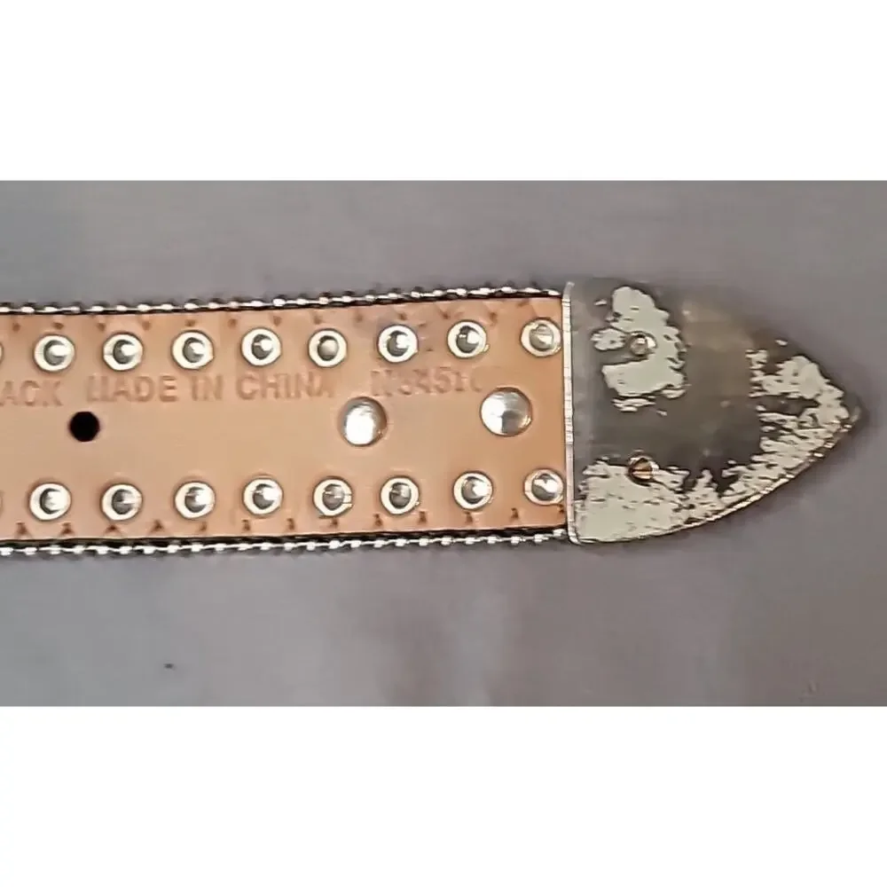 VTG Nocona Rhinestone Belt L Western Glam Cowgirl